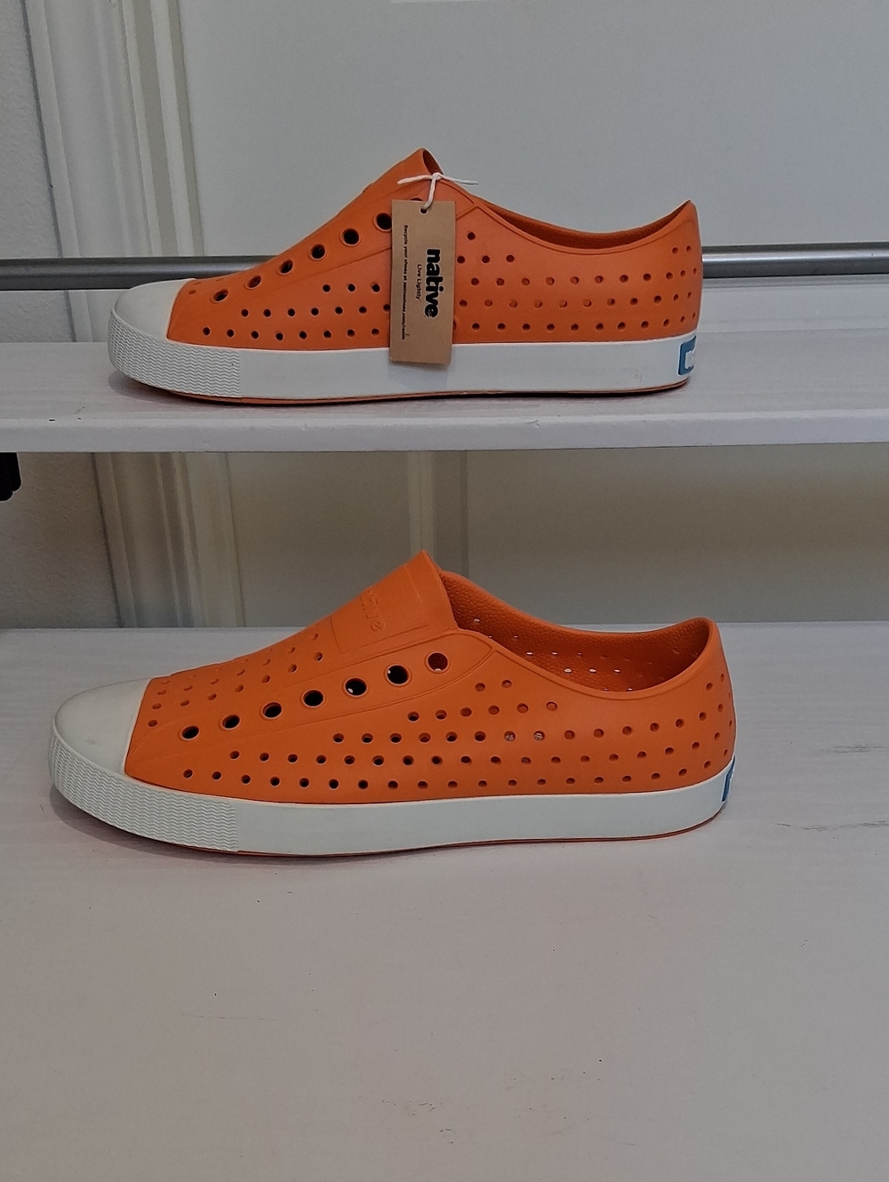 Native Men's Slip-On Sneakers in Bright Orange and White